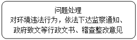 流程图: 可选过程: 问题处理
对环境违法行为，依法下达监察通知、政府致文等行政文书、稽查整改意见书。
